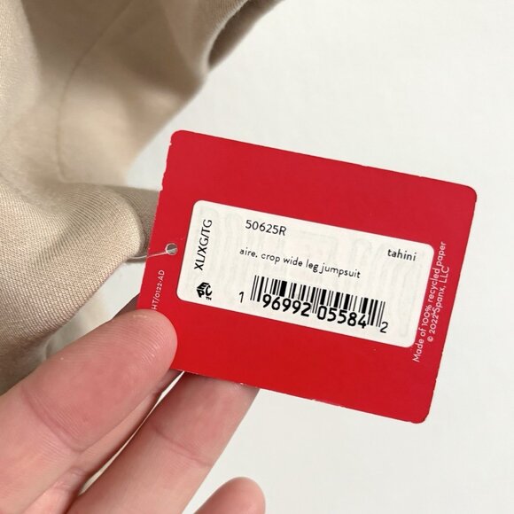 NEW Spanx Air Essentials Short Sleeve Crop Wide Leg Jumpsuit Beige Tahini Sz XL - Picture 6 of 9